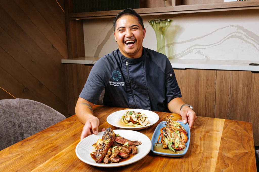 Chef Gerald Gutierrez with a few of his new dishes